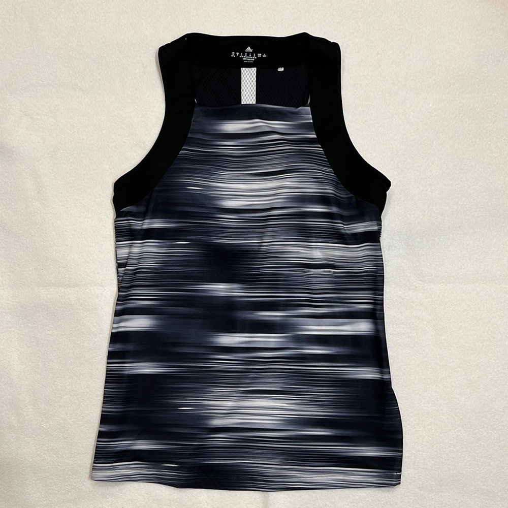 Adidas Printed Racerback Athletic Tank - Black/White - Medium